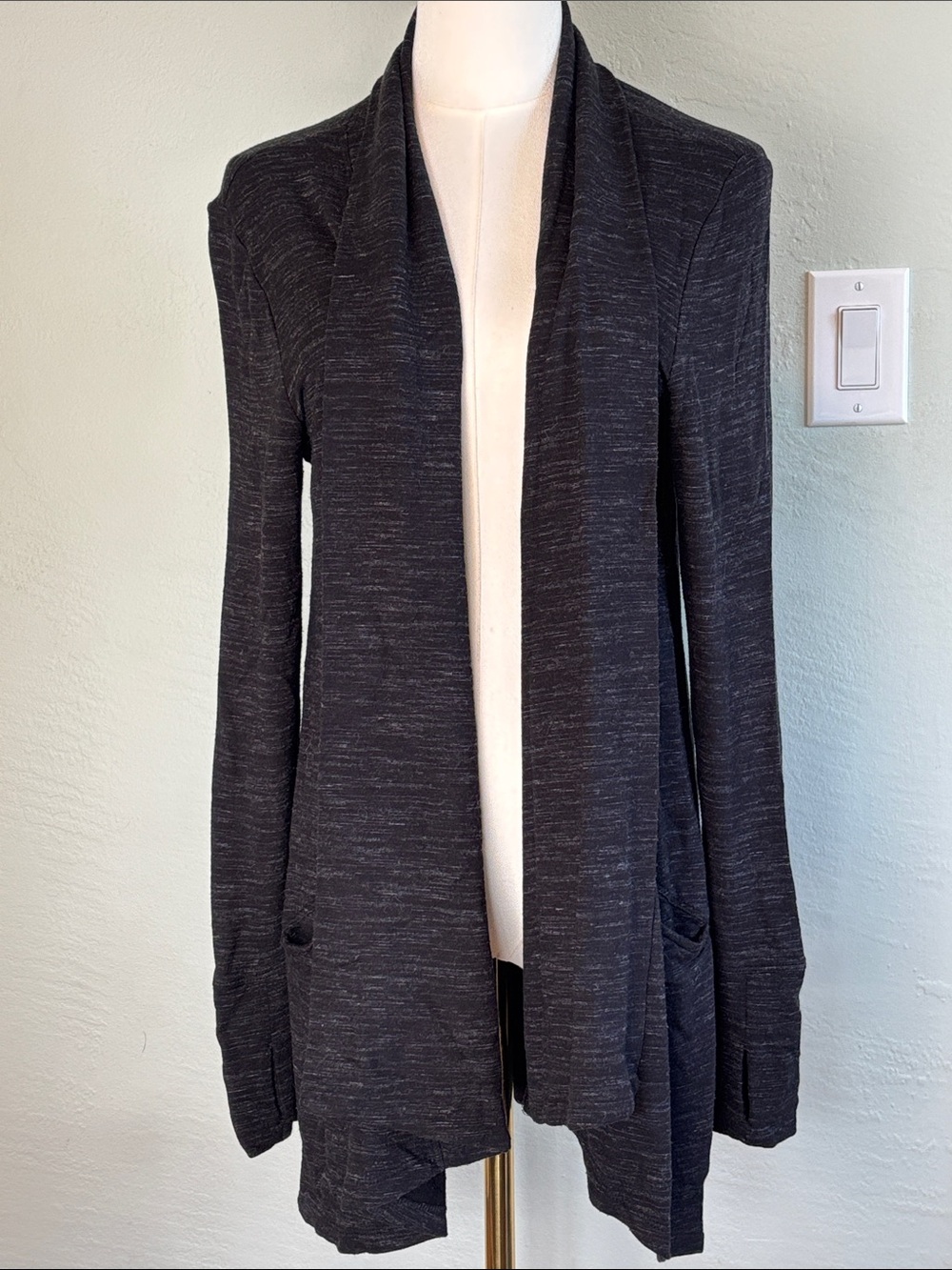 Bundle 2/$30! Tahari Black Heathered Open-Front Cardigan Medium Office Casual